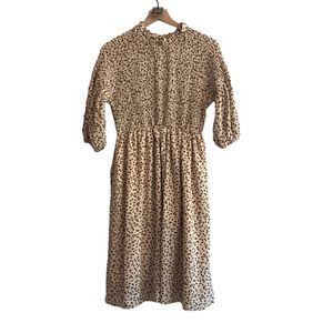 Cream Ditsy Floral Smocked Maternity Dress - Medium